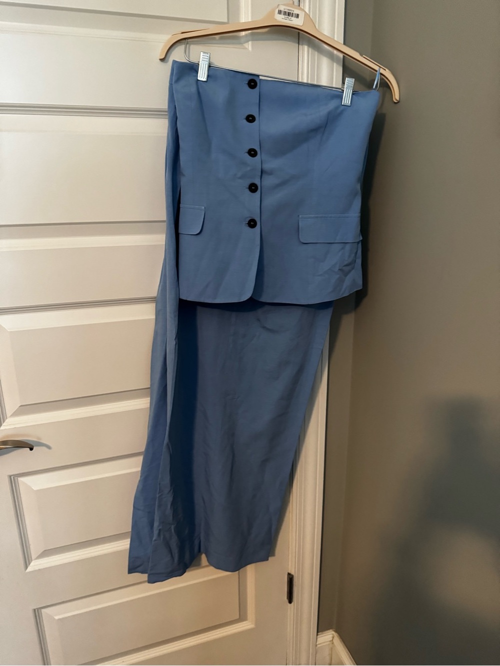 Zara Blue Two-Piece Skirt Set with Button-Front Top